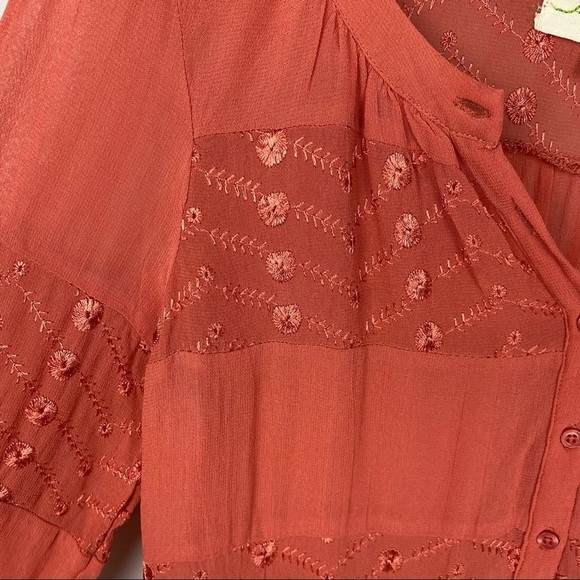 Staring At Stars (Anthropologie) Sheer Button Top - Picture 6 of 6